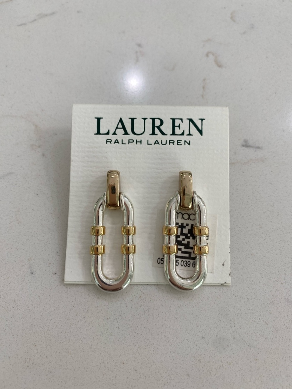 Lauren Ralph Lauren Two-Tone Link Drop Earrings - Silver & Gold